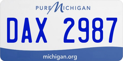MI license plate DAX2987