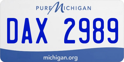 MI license plate DAX2989
