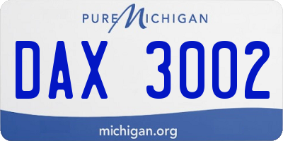 MI license plate DAX3002