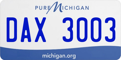 MI license plate DAX3003
