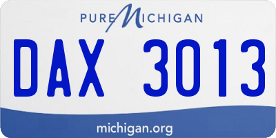 MI license plate DAX3013