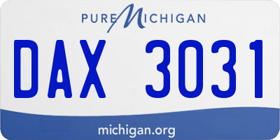 MI license plate DAX3031
