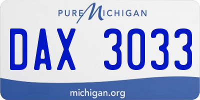 MI license plate DAX3033