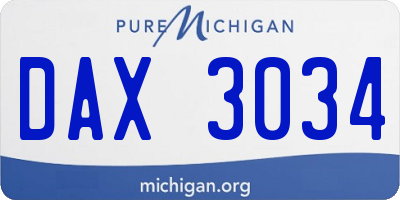 MI license plate DAX3034
