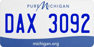 MI license plate DAX3092