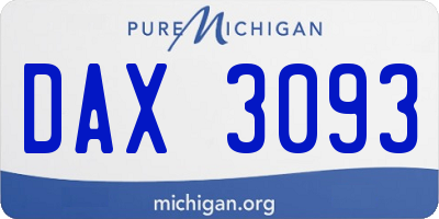 MI license plate DAX3093