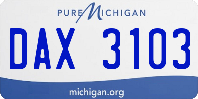 MI license plate DAX3103