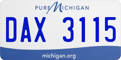 MI license plate DAX3115