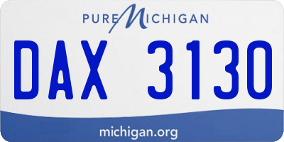 MI license plate DAX3130