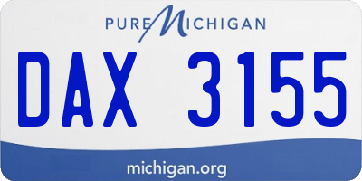MI license plate DAX3155