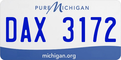 MI license plate DAX3172