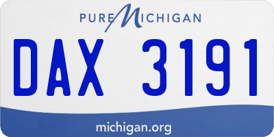 MI license plate DAX3191