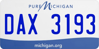 MI license plate DAX3193