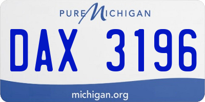 MI license plate DAX3196