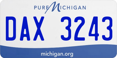 MI license plate DAX3243
