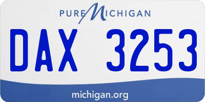 MI license plate DAX3253