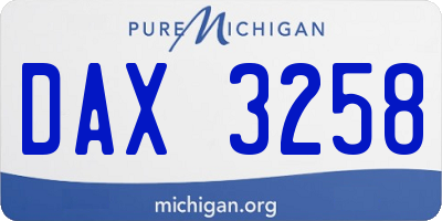 MI license plate DAX3258