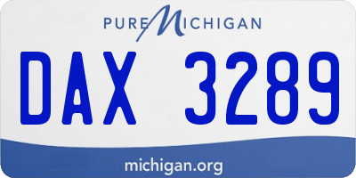 MI license plate DAX3289