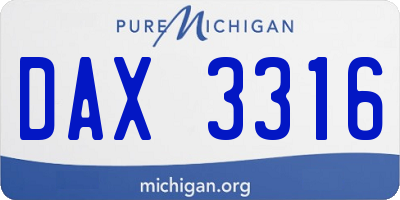 MI license plate DAX3316