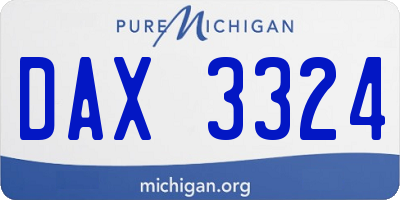 MI license plate DAX3324