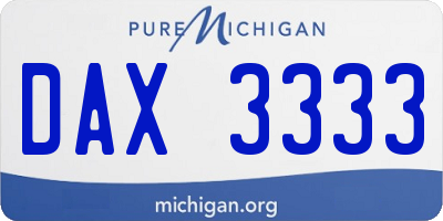 MI license plate DAX3333