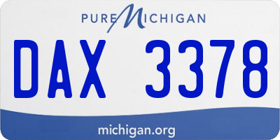 MI license plate DAX3378