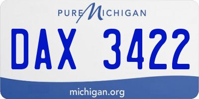MI license plate DAX3422