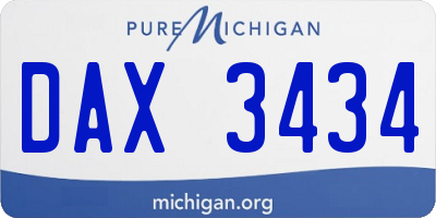 MI license plate DAX3434