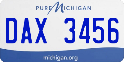 MI license plate DAX3456