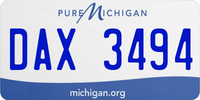 MI license plate DAX3494