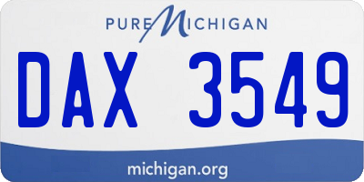 MI license plate DAX3549