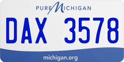 MI license plate DAX3578