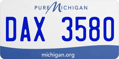 MI license plate DAX3580
