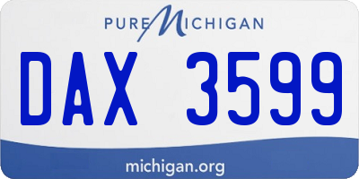 MI license plate DAX3599