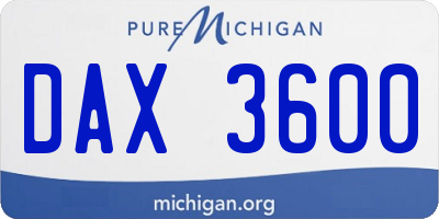 MI license plate DAX3600