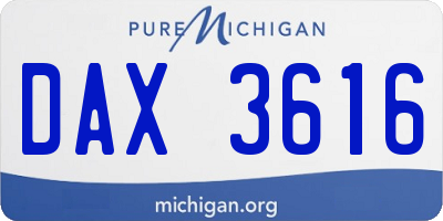 MI license plate DAX3616