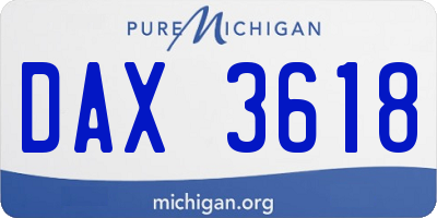 MI license plate DAX3618