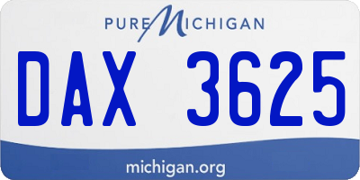 MI license plate DAX3625