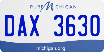 MI license plate DAX3630