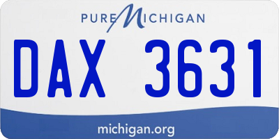 MI license plate DAX3631