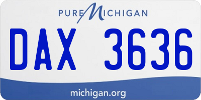 MI license plate DAX3636