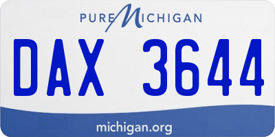 MI license plate DAX3644