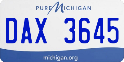 MI license plate DAX3645