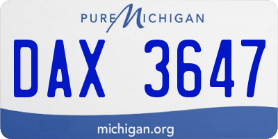 MI license plate DAX3647