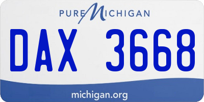 MI license plate DAX3668