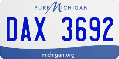 MI license plate DAX3692