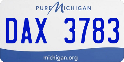 MI license plate DAX3783