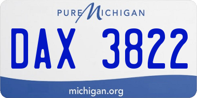 MI license plate DAX3822