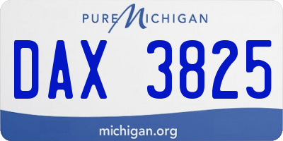 MI license plate DAX3825