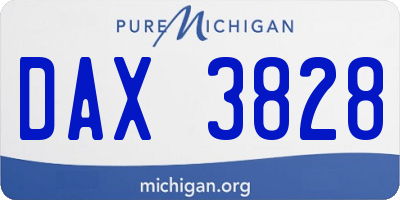 MI license plate DAX3828